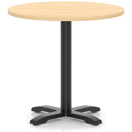 Italia 800mm Poseur Round Table Maple Top 750mm High Black Leg Cross Base