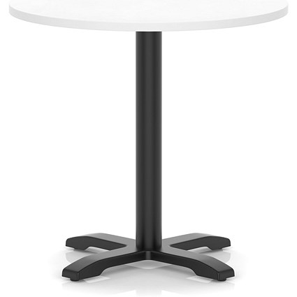Italia 800mm Poseur Round Table White Top 750mm High Black Leg Cross Base