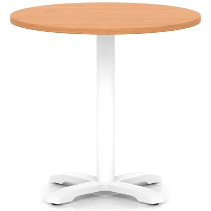 Italia 800mm Poseur Round Table Beech Top 750mm High White Leg Cross Base