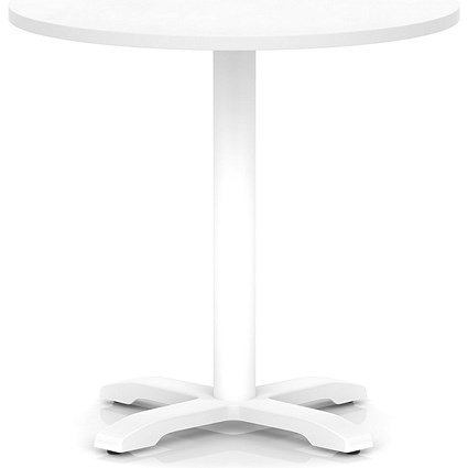 Italia 800mm Poseur Round Table White Top 750mm High White Leg Cross Base