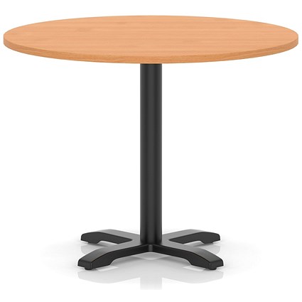 Italia 1000mm Poseur Round Table Beech Top 750mm High Black Leg Cross Base