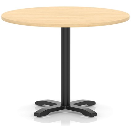 Italia 1000mm Poseur Round Table Maple Top 750mm High Black Leg Cross Base