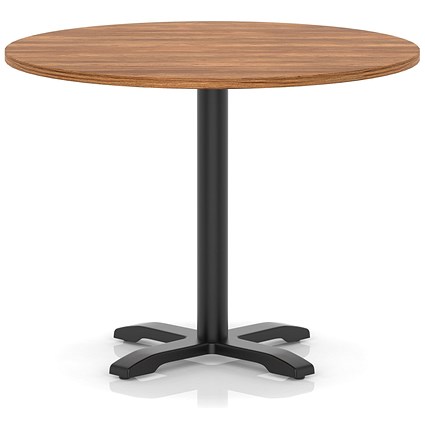 Italia 1000mm Poseur Round Table Walnut Top 750mm High Black Leg Cross Base