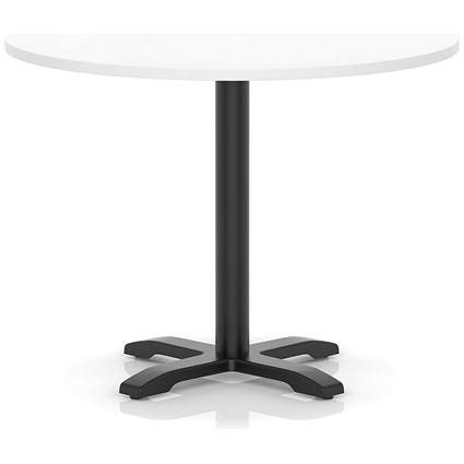 Italia 1000mm Poseur Round Table White Top 750mm High Black Leg Cross Base