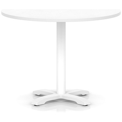 Italia 1000mm Poseur Round Table White Top 750mm High White Leg Cross Base