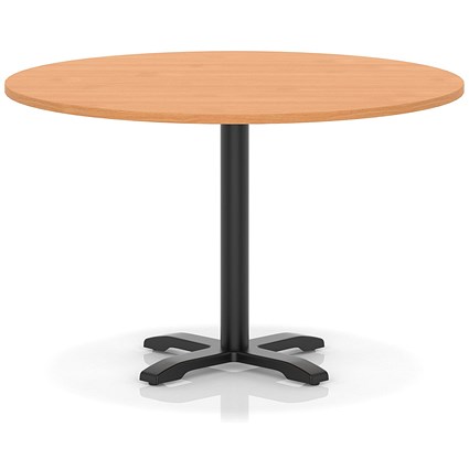 Italia 1200mm Poseur Round Table Beech Top 750mm High Black Leg Cross Base
