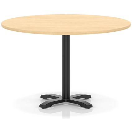 Italia 1200mm Poseur Round Table Maple Top 750mm High Black Leg Cross Base