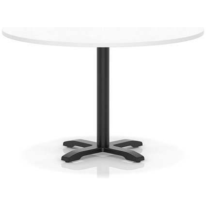 Italia 1200mm Poseur Round Table White Top 750mm High Black Leg Cross Base