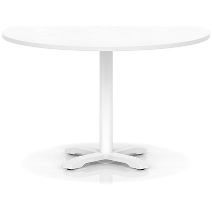 Italia 1200mm Poseur Round Table White Top 750mm High White Leg Cross Base