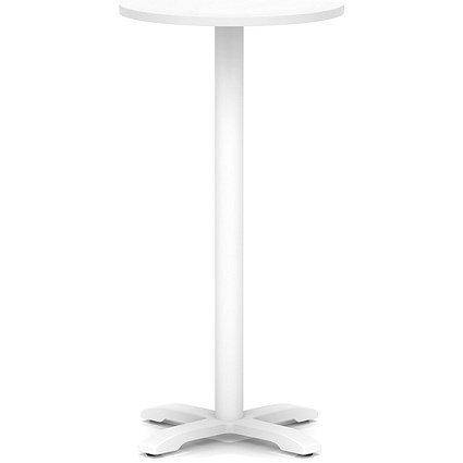Italia 600mm Poseur Round Table White Top 1170mm High White Leg Cross Base