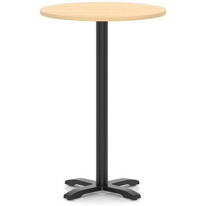Italia 800mm Poseur Round Table Maple Top 1170mm High Black Leg Cross Base