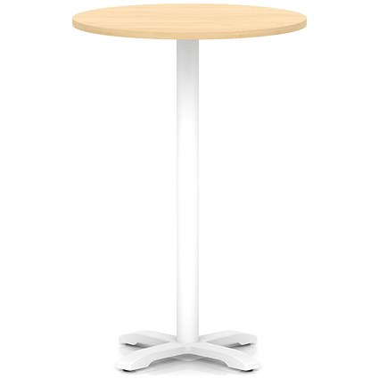 Italia 800mm Poseur Round Table Maple Top 1170mm High White Leg Cross Base