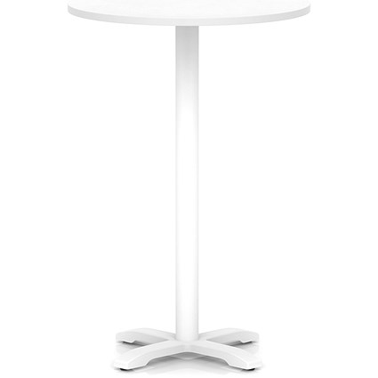 Italia 800mm Poseur Round Table White Top 1170mm High White Leg Cross Base