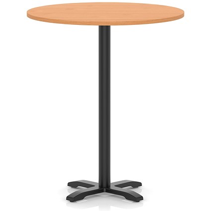 Italia 1000mm Poseur Round Table Beech Top 1170mm High Black Leg Cross Base