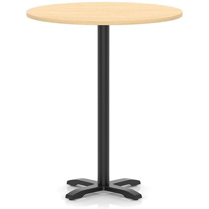 Italia 1000mm Poseur Round Table Maple Top 1170mm High Black Leg Cross Base