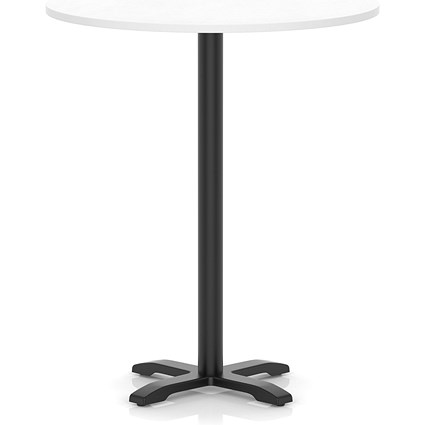 Italia 1000mm Poseur Round Table White Top 1170mm High Black Leg Cross Base