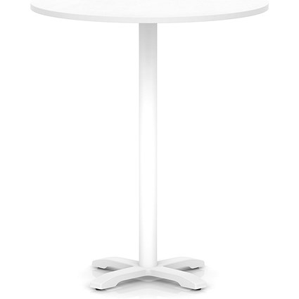 Italia 1000mm Poseur Round Table White Top 1170mm High White Leg Cross Base