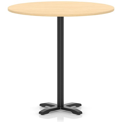 Italia 1200mm Poseur Round Table Maple Top 1170mm High Black Leg Cross Base