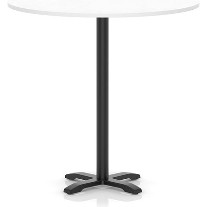Italia 1200mm Poseur Round Table White Top 1170mm High Black Leg Cross Base