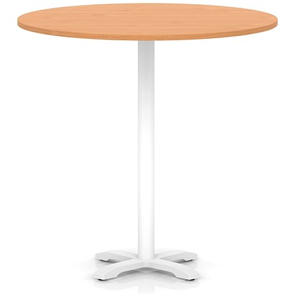Italia 1200mm Poseur Round Table Beech Top 1170mm High White Leg Cross Base