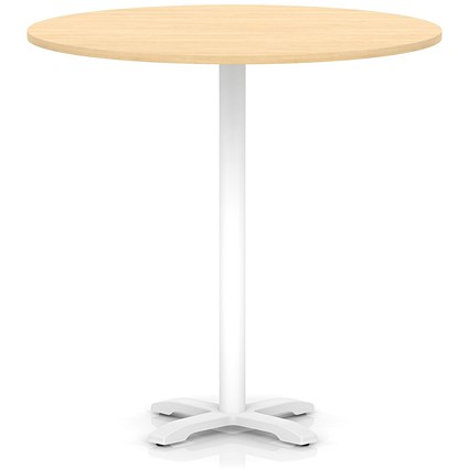 Italia 1200mm Poseur Round Table Maple Top 1170mm High White Leg Cross Base