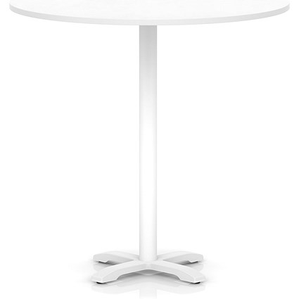 Italia 1200mm Poseur Round Table White Top 1170mm High White Leg Cross Base
