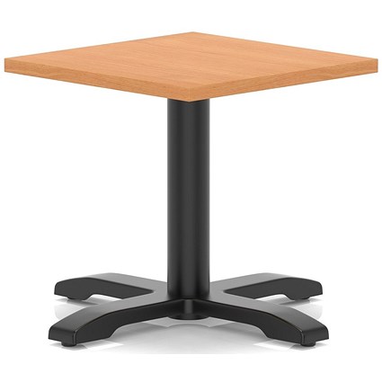Italia 600mm Square Coffee Table Beech Top 495mm High Black Leg Cross Base