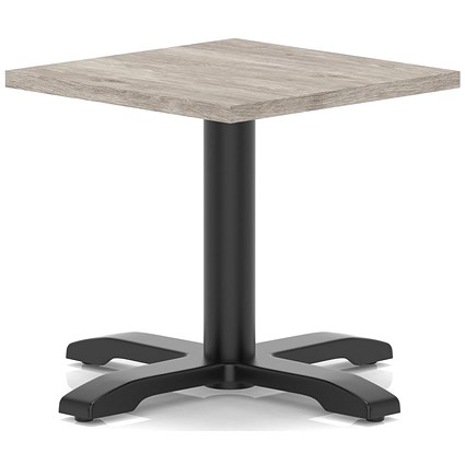 Italia 600mm Square Coffee Table Grey Oak Top 495mm High Black Leg Cross Base