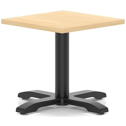 Italia 600mm Square Coffee Table Maple Top 495mm High Black Leg Cross Base