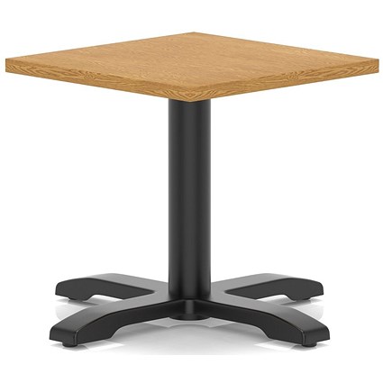 Italia 600mm Square Coffee Table Oak Top 495mm High Black Leg Cross Base