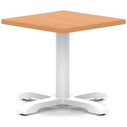 Italia 600mm Square Coffee Table Beech Top 495mm High White Leg Cross Base