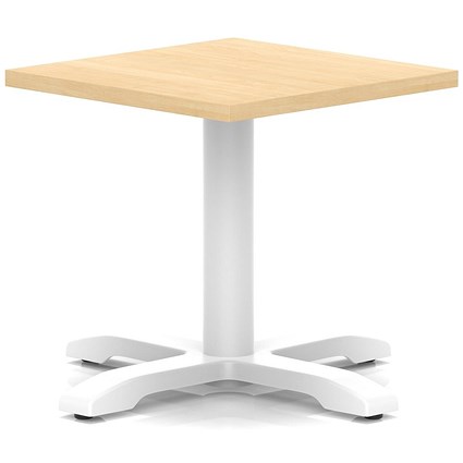 Italia 600mm Square Coffee Table Maple Top 495mm High White Leg Cross Base