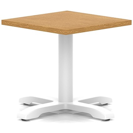 Italia 600mm Square Coffee Table Oak Top 495mm High White Leg Cross Base