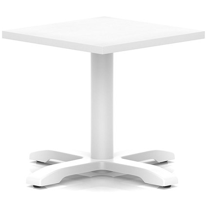Italia 600mm Square Coffee Table White Top 495mm High White Leg Cross Base