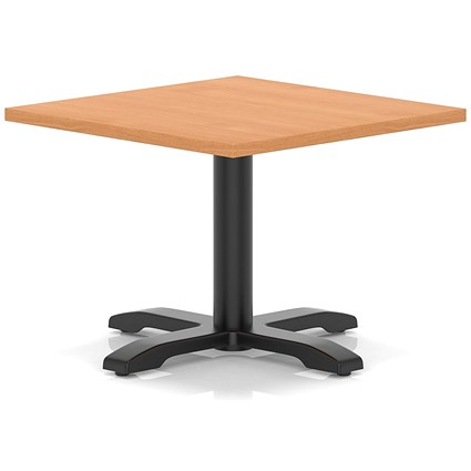 Italia 800mm Square Coffee Table Beech Top 495mm High Black Leg Cross Base