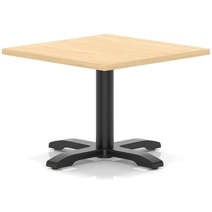 Italia 800mm Square Coffee Table Maple Top 495mm High Black Leg Cross Base