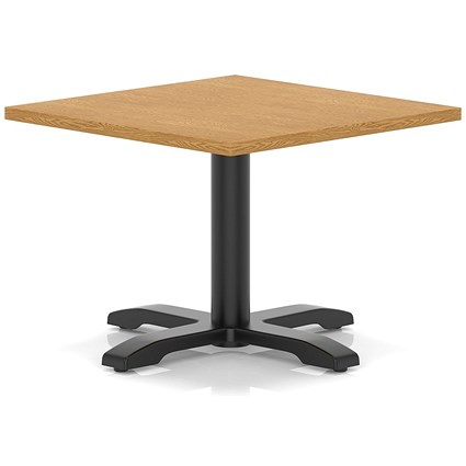 Italia 800mm Square Coffee Table Oak Top 495mm High Black Leg Cross Base