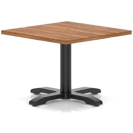 Italia 800mm Square Coffee Table Walnut Top 495mm High Black Leg Cross Base