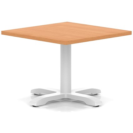 Italia 800mm Square Coffee Table Beech Top 495mm High White Leg Cross Base