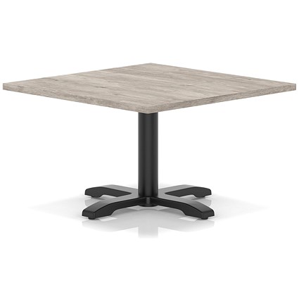 Italia 1000mm Square Coffee Table Grey Oak Top 495mm High Black Leg Cross Base