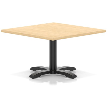 Italia 1000mm Square Coffee Table Maple Top 495mm High Black Leg Cross Base
