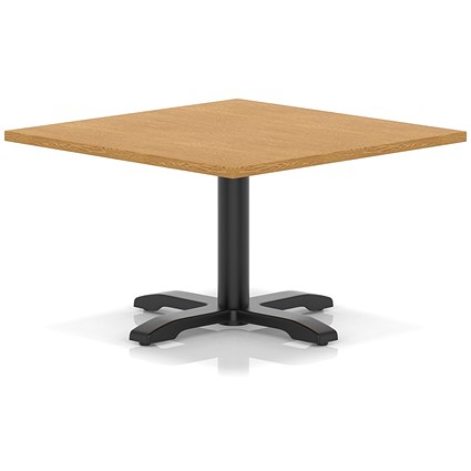 Italia 1000mm Square Coffee Table Oak Top 495mm High Black Leg Cross Base