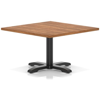 Italia 1000mm Square Coffee Table Walnut Top 495mm High Black Leg Cross Base