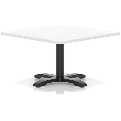 Italia 1000mm Square Coffee Table White Top 495mm High Black Leg Cross Base