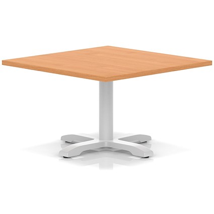 Italia 1000mm Square Coffee Table Beech Top 495mm High White Leg Cross Base