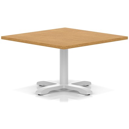 Italia 1000mm Square Coffee Table Oak Top 495mm High White Leg Cross Base