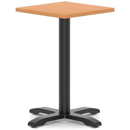 Italia 600mm Poseur Square Table Beech Top 750mm High Black Leg Cross Base