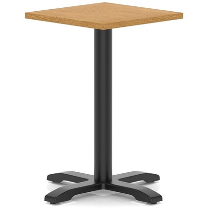 Italia 600mm Poseur Square Table Oak Top 750mm High Black Leg Cross Base