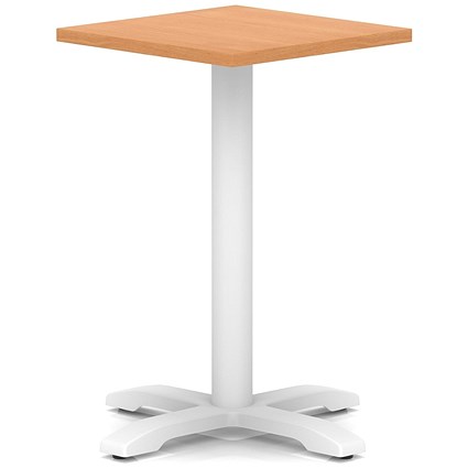 Italia 600mm Poseur Square Table Beech Top 750mm High White Leg Cross Base