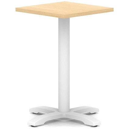 Italia 600mm Poseur Square Table Maple Top 750mm High White Leg Cross Base